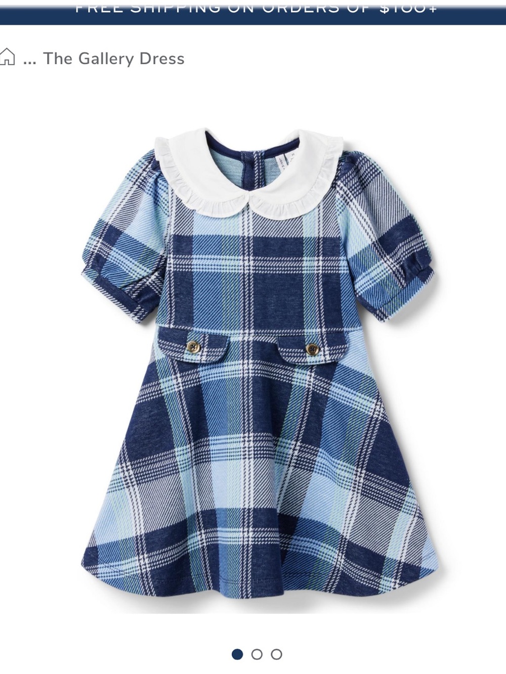 Janie and Jack Blue Plaid Collared Dress Size 6